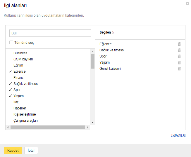 ilgi duyulan alanlar